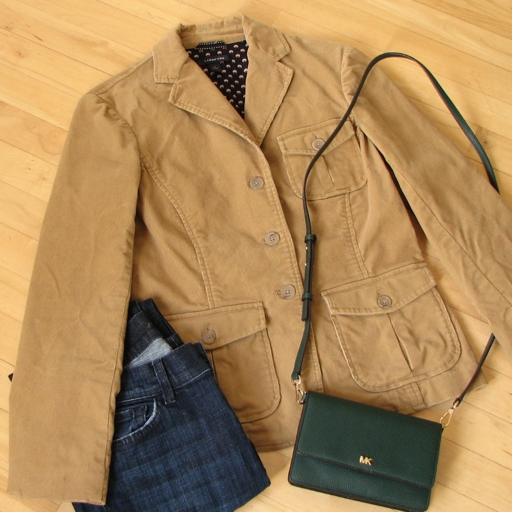 Lands End Camel Corduroy Blazer Jacket